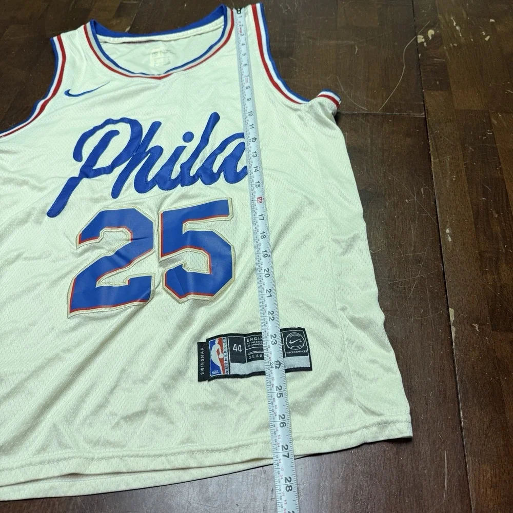 Nike Aeroswift NBA Phila 76ers Swingman Simmons Off White Nike Jersey #25‎ Sz 44